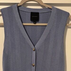Alex Marie Light Blue/Periwinkle V-Neck Sleeveless Button Down Sweater